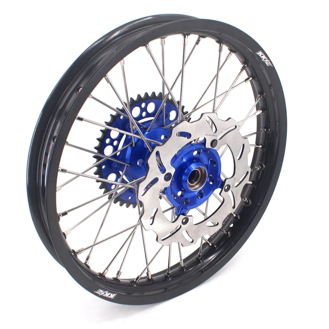 KKE 21/19 Dirtbike MX Motorcycle Wheels Rims Set Fit KAWASAKI KX250F KX450F 2006-2014 Blue With Disc