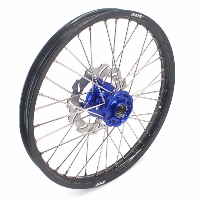 KKE 21/19 Dirtbike MX Motorcycle Wheels Rims Set Fit KAWASAKI KX250F KX450F 2006-2014 Blue With Disc