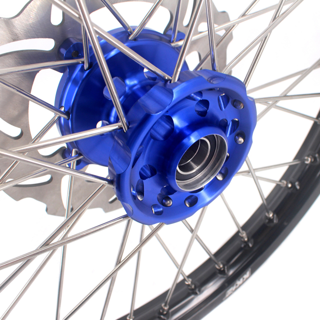 KKE 21/18 Enduro Motorcycle Wheels Rims Set Fit Kawasaki KX250F KX450F 2006-2014 Blue Hub With 250MM Disc