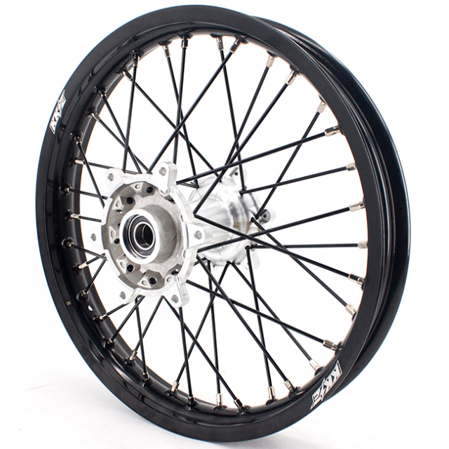 KKE 2.15*19" MX Rear Cast Wheel Rim Compatible with KTM EXC SXF 125 2000-2022 Silver Hub Black Spoke
