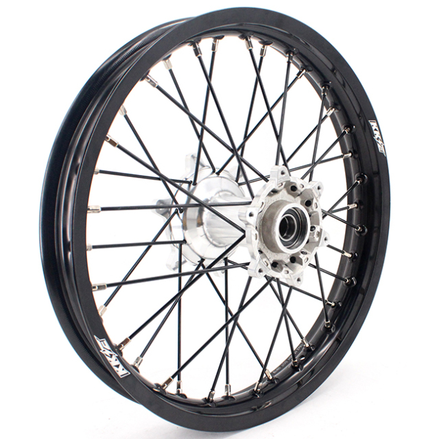 KKE 2.15*19" MX Rear Cast Wheel Rim Compatible with KTM EXC SXF 125 2000-2022 Silver Hub Black Spoke
