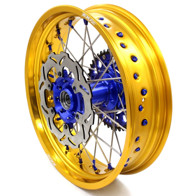 KKE 3.5/4.25*17 Supermoto Wheels Set Fit SUZUKI DRZ400 DRZ400S DRZ400E Blue Hub Gold