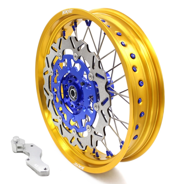 KKE 3.5/4.25*17 Supermoto Wheels Set Fit SUZUKI DRZ400 DRZ400S DRZ400E Blue Hub Gold