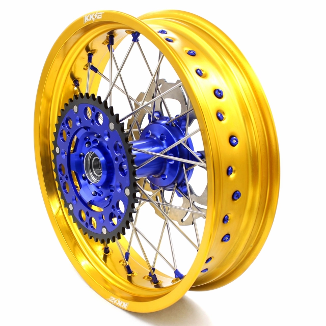 KKE 3.5/4.25*17 Supermoto Wheels Set Fit SUZUKI DRZ400 DRZ400S DRZ400E Blue Hub Gold