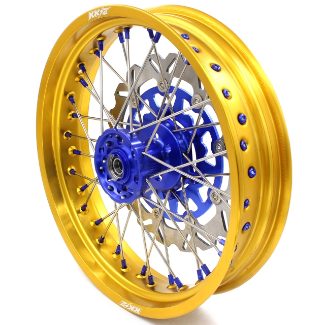 KKE 3.5/4.25*17 Supermoto Wheels Set Fit SUZUKI DRZ400 DRZ400S DRZ400E Blue Hub Gold