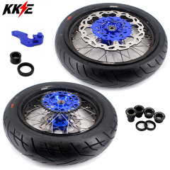 KKE 3.5*17/4.25*17 Supermoto Motorcycle Wheels Set With CST Tire Fit YAMAHA WR250F 2001-2018 WR450F 2003-2018 Blue