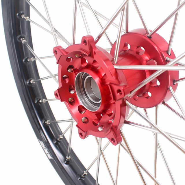 KKE 21/18 Enduro Wheels Fit GAS GAS Enduro Bike 2018-2020 Fit Rieju 2021-2022 Red Hub Black Rim