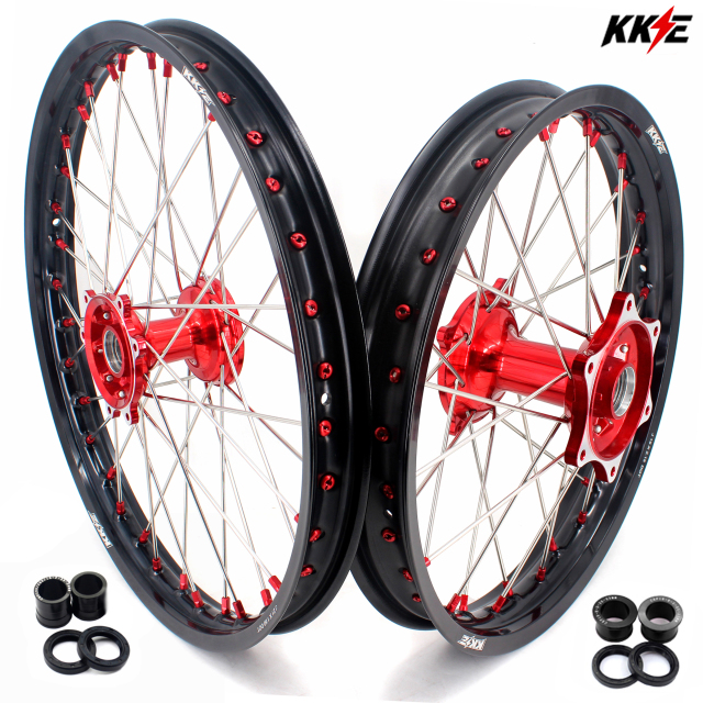 KKE 21/19 Mx Casting Motorcycle Wheels Rims For HONDA CRF250R CRF450R 2013-2020 Red Hub