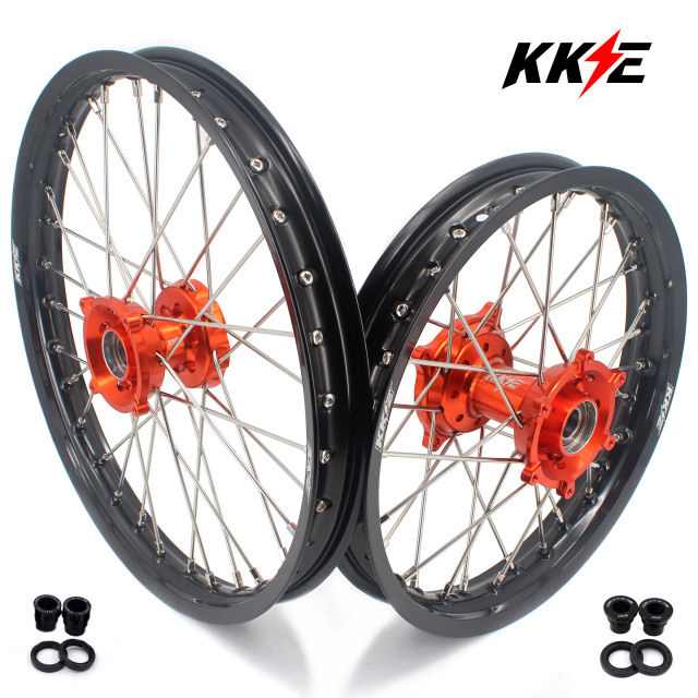 KKE 19/16 Kid's Big Wheel Rims Set Compatible with KTM85 SX 2003-2020 Orange Hub