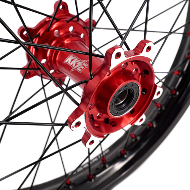 KKE 1.6*21" /2.15*18" Electric Bike Wheels Fit Surron Ultra Bee Dirt Bike Rim Red Nipple Black Spoke