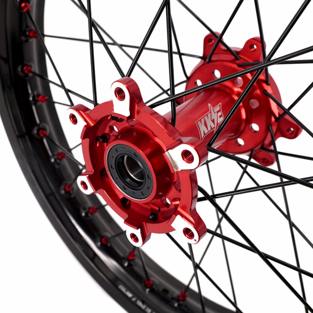 KKE 1.6*21" /2.15*18" Electric Bike Wheels Fit Surron Ultra Bee Dirt Bike Rim Red Nipple Black Spoke