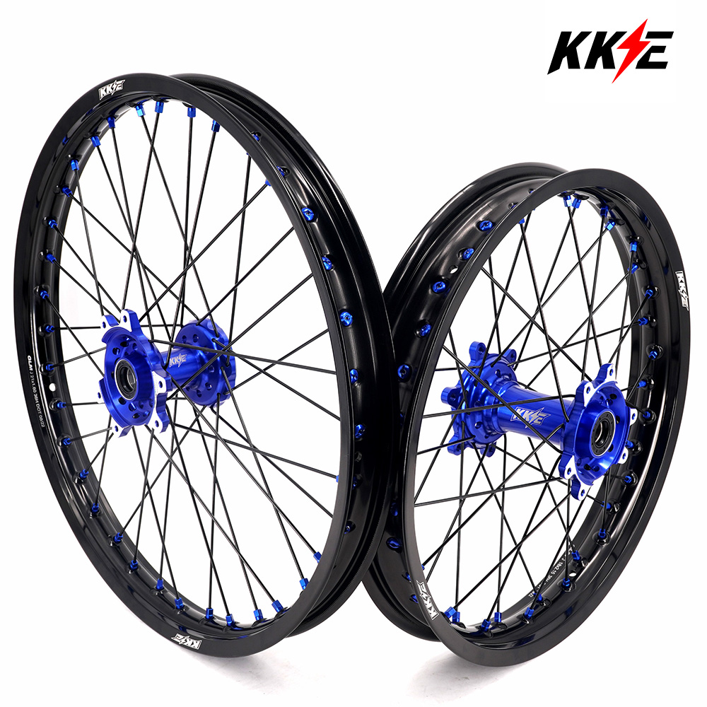 KKE 1.6*21" /2.15*18" Electric Bike Wheels Fit Surron Ultra Bee Dirt Bike Rim Blue Hub