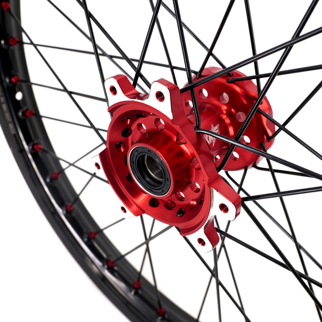 KKE 1.6*21" /2.15*18" Electric Bike Wheels Fit Surron Ultra Bee Dirt Bike Rim Red Nipple Black Spoke