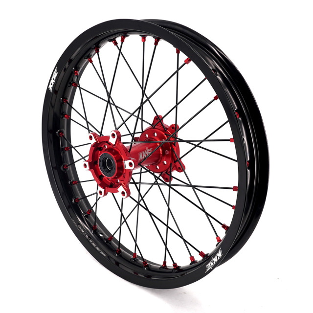 KKE 1.6*21" /2.15*18" Electric Bike Wheels Fit Surron Ultra Bee Dirt Bike Rim Red Nipple Black Spoke