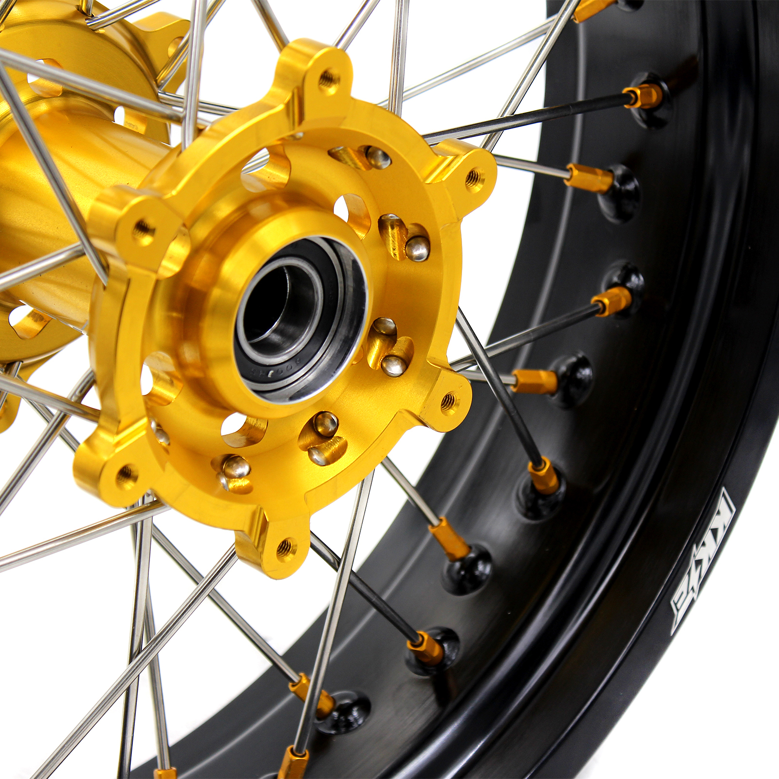 KKE 3.5/4.25 Street Supermoto Wheels Rim Set Fit SUZUKI DRZ400/E/S DRZ400SM Gold Nipple