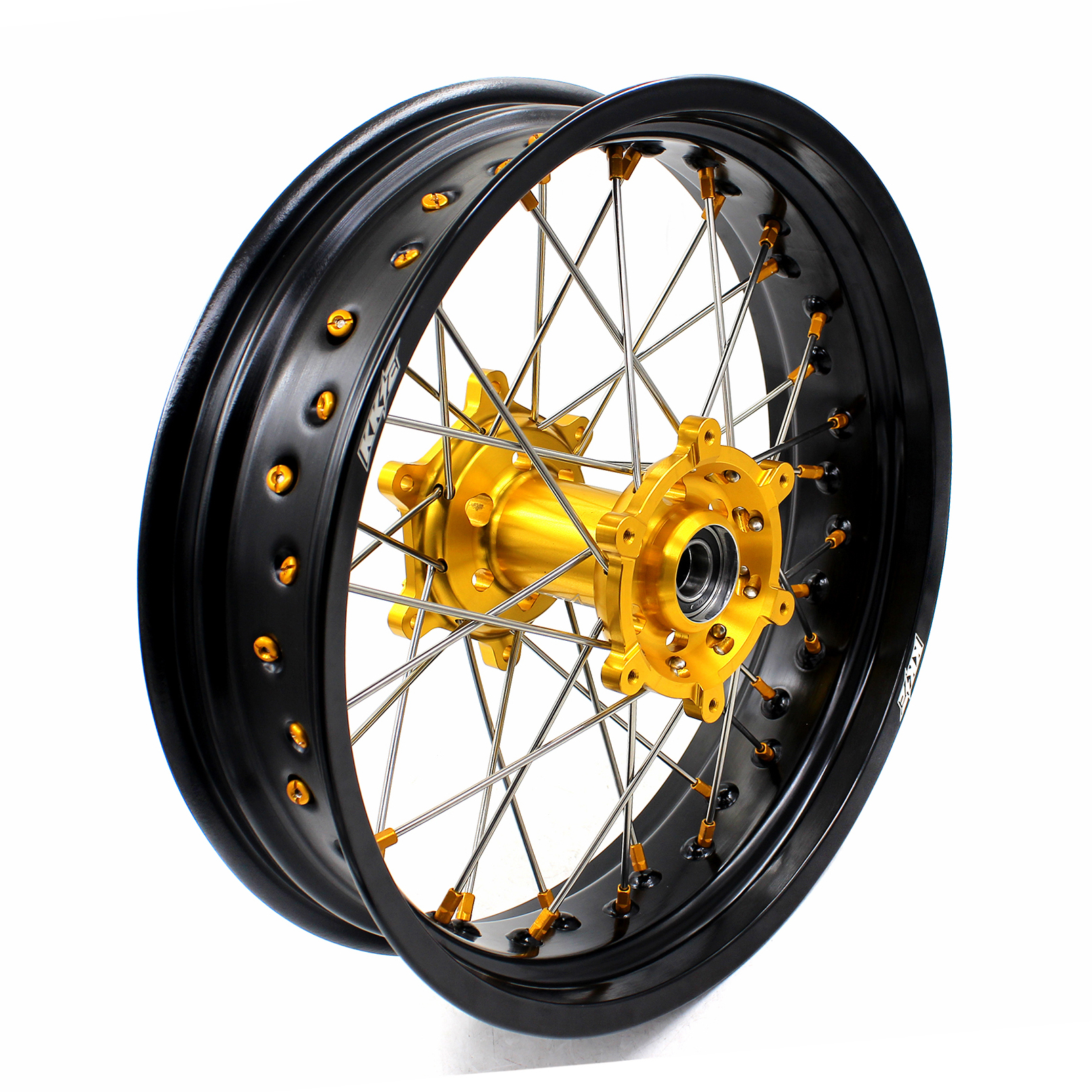 KKE 3.5/4.25 Street Supermoto Wheels Rim Set Fit SUZUKI DRZ400/E/S DRZ400SM Gold Nipple