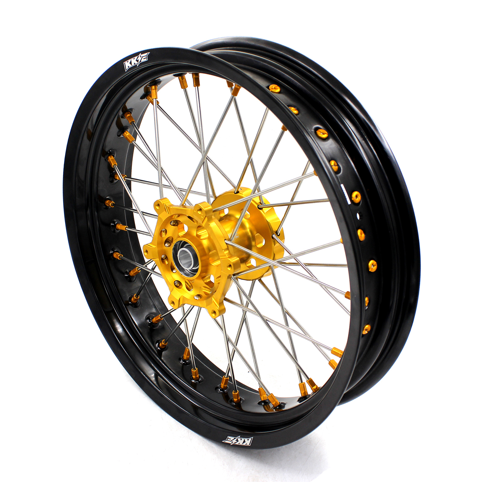 KKE 3.5/4.25 Street Supermoto Wheels Rim Set Fit SUZUKI DRZ400/E/S DRZ400SM Gold Nipple