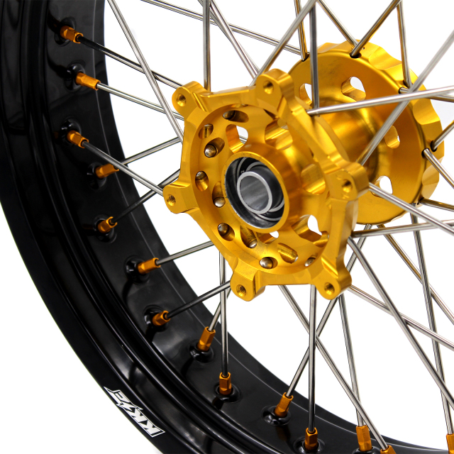 KKE 3.5/4.25 Street Supermoto Wheels Set Fit SUZUKI DRZ400/E/S DRZ400SM Gold Nipple