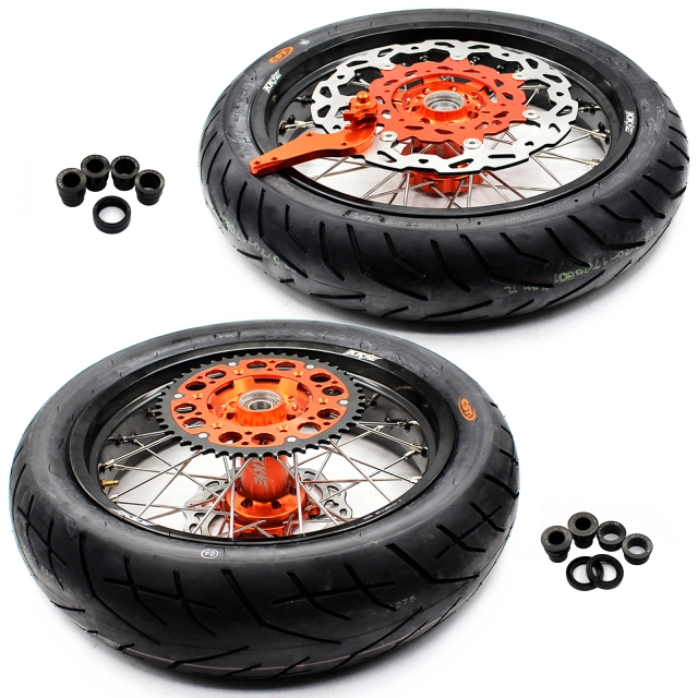 KKE 3.5/4.25 Motorcycle Supermoto Wheels With CST Tire Fit KTM EXC SXF 2003-2022 Orange Hub