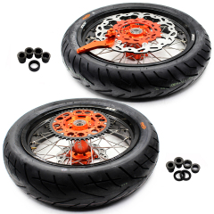 KKE 3.5/4.25 Motorcycle Supermoto Wheels With CST Tire Fit KTM EXC SXF 2003-2024 Orange Hub