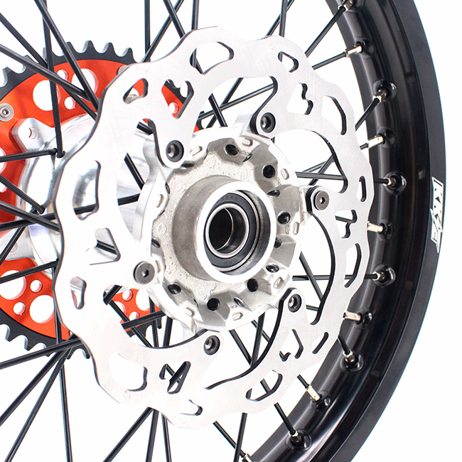 KKE New Generation 21/18 Enduro Casting Wheels Rims Set Compatible with KTM EXC 125 530 2003-2024 Silver Hub Black Spoke