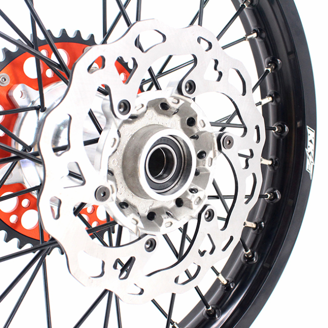 KKE New Generation  21/19 MX Off-road Casting Wheels Rims set Compatible with KTM XCF SXF 2003-2023 Silver Hub Black Spoke