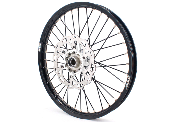 KKE 21/18 Enduro Casting Wheels Set Compatible with KTM EXC 125 530 2003-2022 Silver Hub Black Spoke