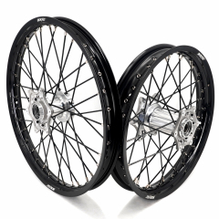 KKE New Generation  21/19 MX Off-road Casting Wheels Rims set Compatible with KTM XCF SXF 2003-2024 Silver Hub Black Spoke