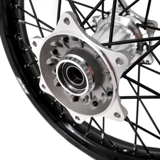KKE New Generation 21/18 Enduro Casting Wheels Rims Set Compatible with KTM EXC 125 530 2003-2023 Silver Hub Black Spoke