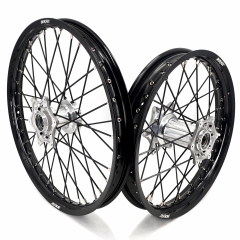 KKE New Generation 21/18 Enduro Casting Wheels Rims Set Compatible with KTM EXC 125 530 2003-2024 Silver Hub Black Spoke