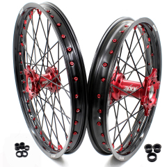 KKE 21/19  MX Wheels Set Fit HONDA CRF250R 2004-2013 CRF450R 2002-2012 Red Nipple Black Spoke