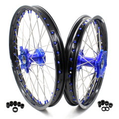 KKE 21/19 Cast MX Dirt Bike Motorcycle Wheels Rims Fit Yamaha YZ125 YZ250 1999-2024 YZ250F YZ450F Blue Hub