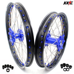 KKE 21/18 Motorcycle Wheels Rims set Fit Yamaha YZ250F 2001-2024 YZ450F YZ125 YZ250 Blue Nipple
