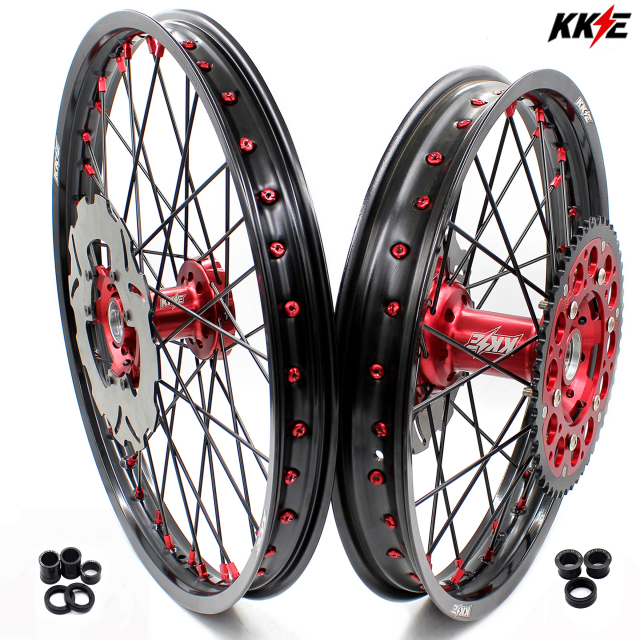 KKE 21/19 MX Motorcycle Wheels Rim Set Fit HONDA CRF250R 2014-2024 CRF450R 2013-2024 Black Spoke