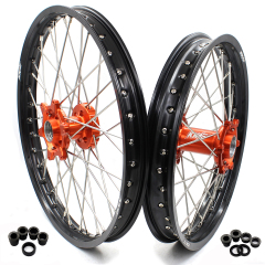 KKE 21/18 Enduro Racing Motorcycle Wheels Rims set Compatible with KTM EXC  EXC-F 125 2003-2024 Orange Hub
