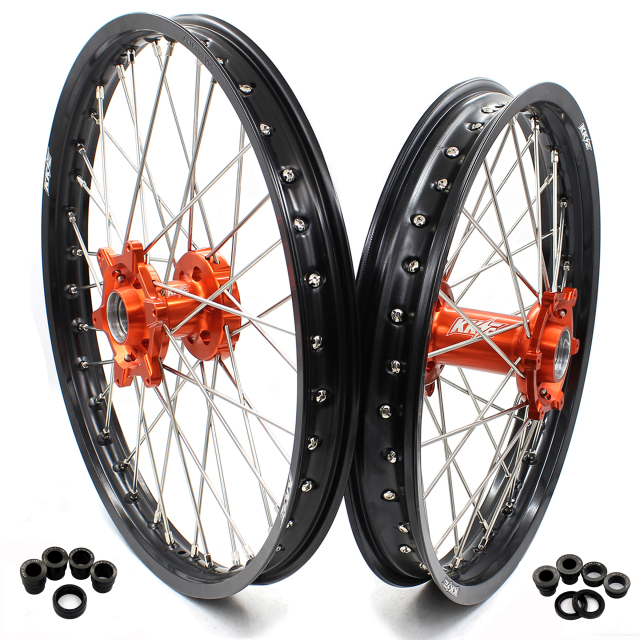 KKE 21/18 Enduro Racing Motorcycle Wheels Rims set Compatible with KTM EXC  EXC-F 125 2003-2023 Orange Hub