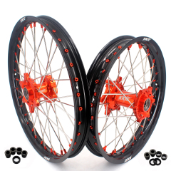 KKE 21/19 MX Off-road Motorcycle Wheels Rims set Compatible with KTM XCF SXF 2003-2024 Orange Nipple