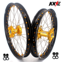 KKE 21/19 MX Off-road Motorcycle Wheels Rim Set Fit SUZUKI RMZ250 2007-2024 RMZ450 2005-2024 Gold Hub/Nipple