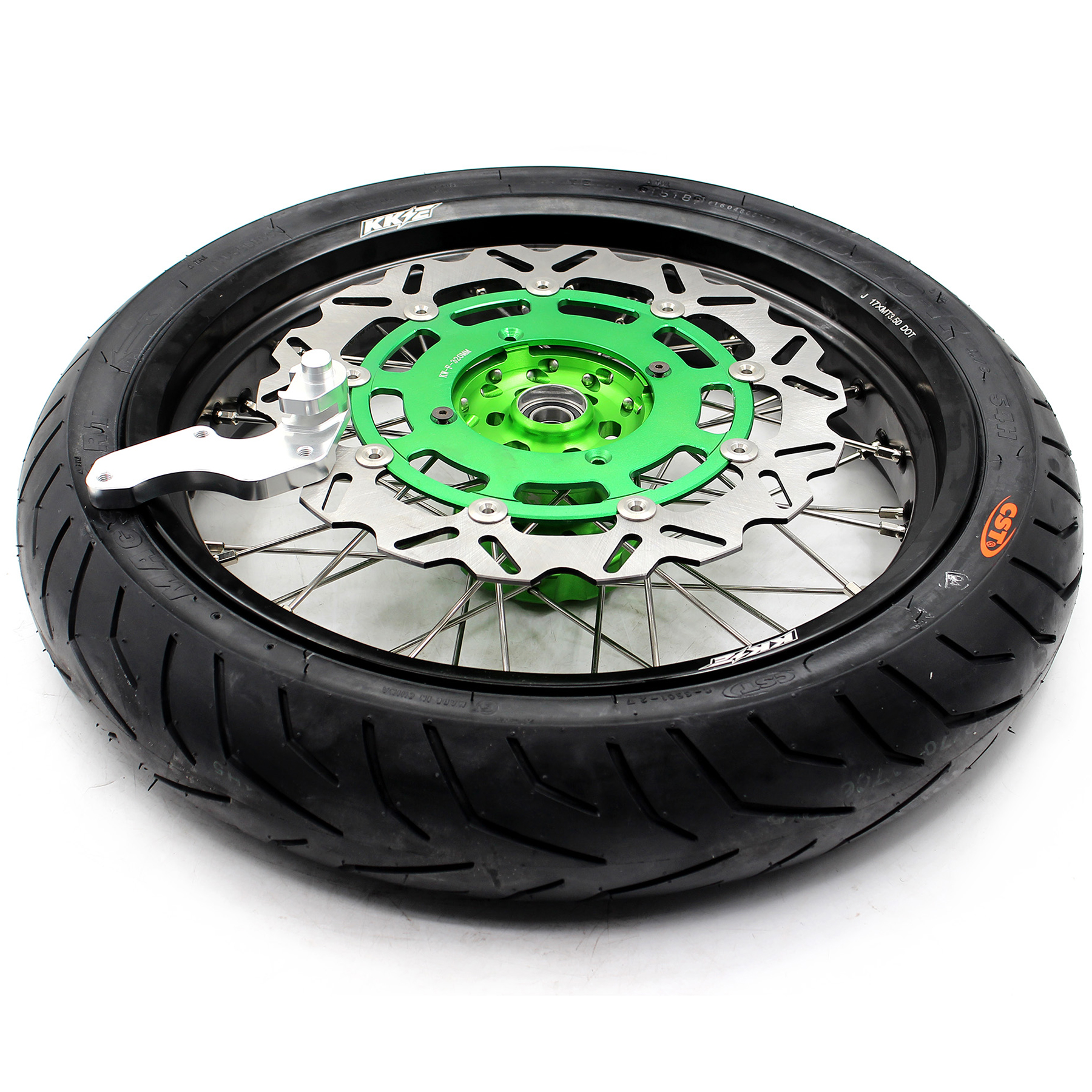 KKE 3.5/4.25 Supermoto CST Tire Wheels Set fit KAWASAKI KX250F KX450F 2006-2023 Green 320MM Disc