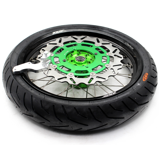 KKE 3.5/4.25 Supermoto CST Tire Wheels Set Fit KAWASAKI KX250F KX450F 2006-2023 Green 320MM Disc