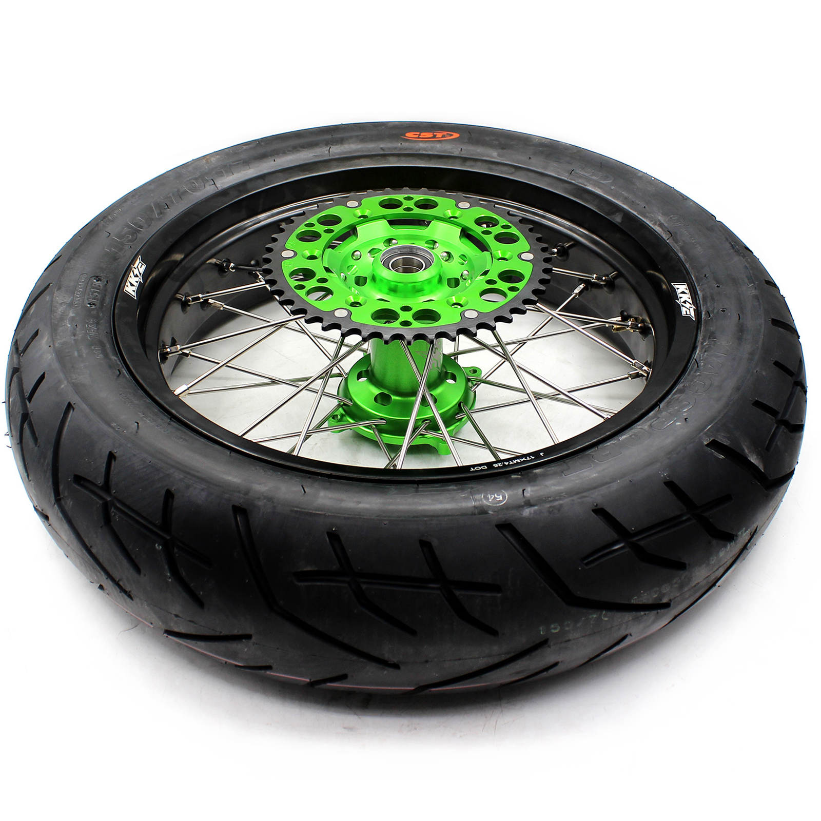KKE 3.5/4.25 Supermoto CST Tire Wheels Set fit KAWASAKI KX250F KX450F 2006-2023 Green 320MM Disc