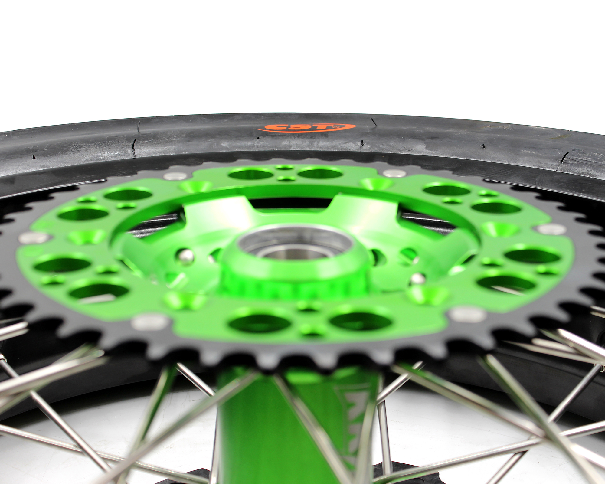 KKE 3.5/4.25 Supermoto CST Tire Wheels Set fit KAWASAKI KX250F KX450F 2006-2023 Green 320MM Disc