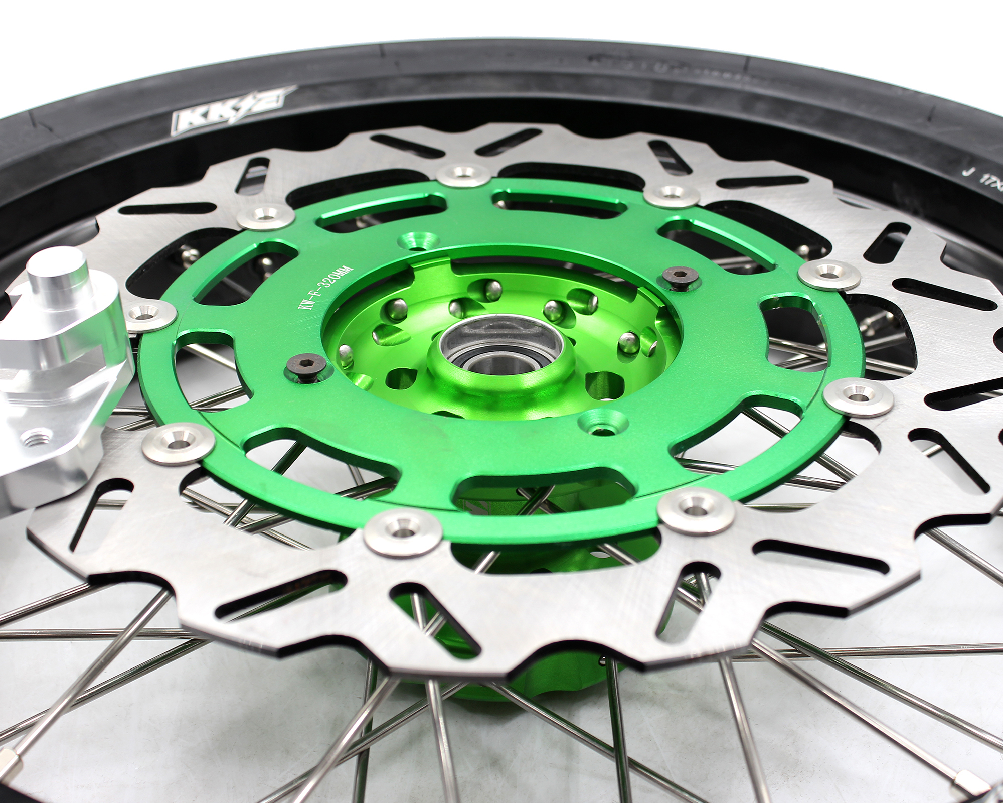 KKE 3.5/4.25 Supermoto CST Tire Wheels Set fit KAWASAKI KX250F KX450F 2006-2023 Green 320MM Disc