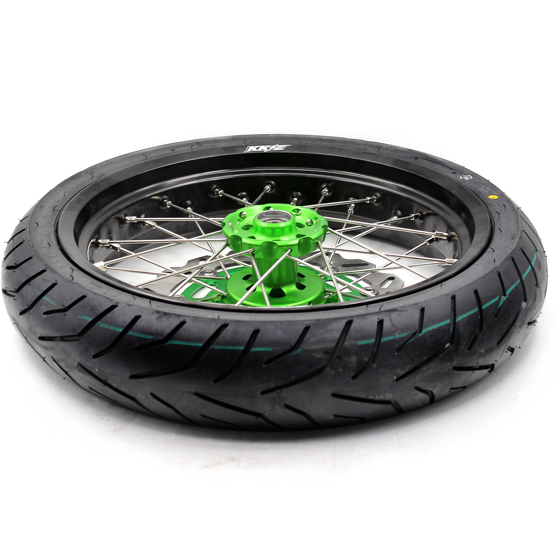 KKE 3.5/4.25 Supermoto CST Tire Wheels Set fit KAWASAKI KX250F KX450F 2006-2023 Green 320MM Disc