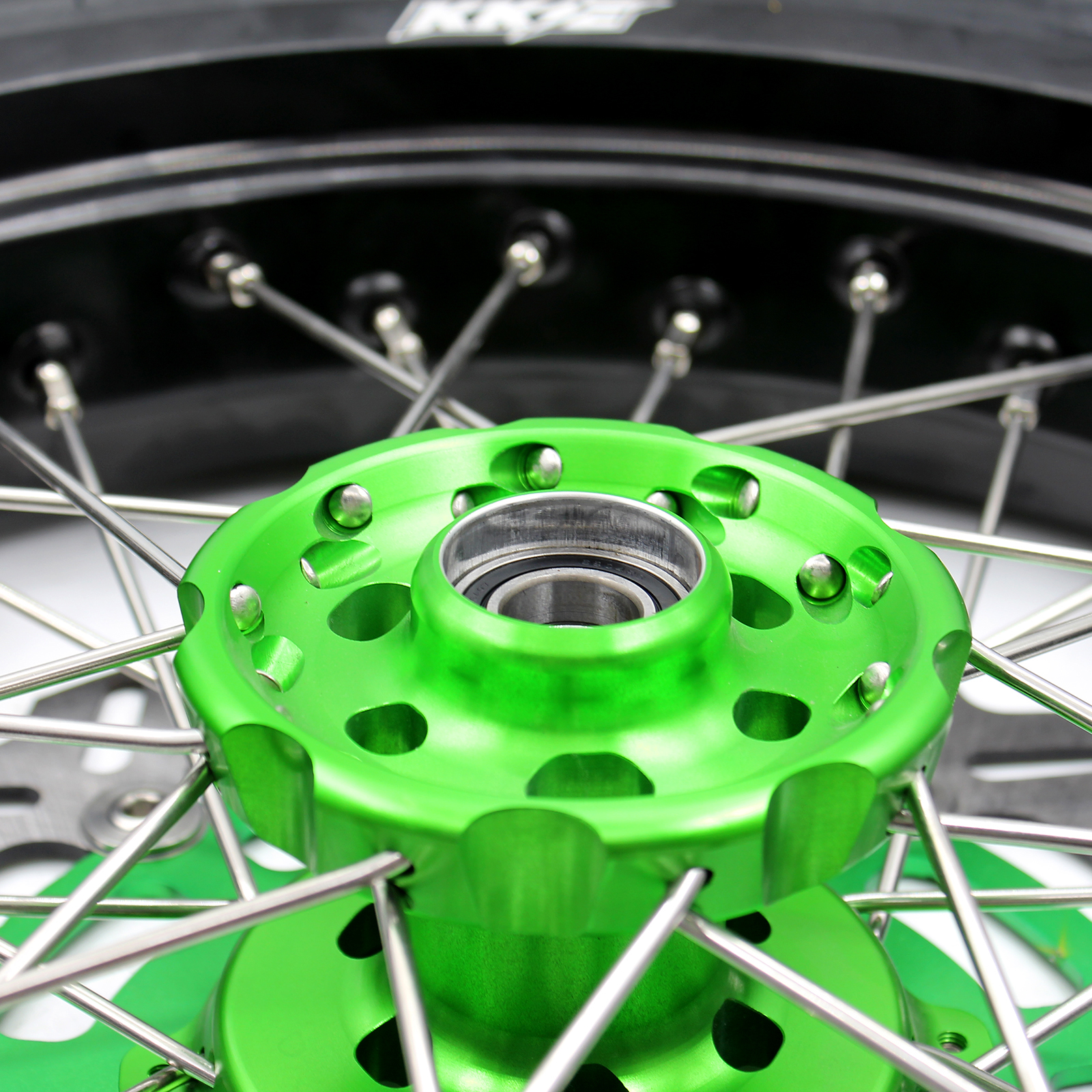 KKE 3.5/4.25 Supermoto CST Tire Wheels Set fit KAWASAKI KX250F KX450F 2006-2023 Green 320MM Disc