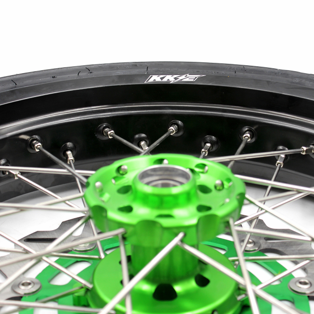KKE 3.5/4.25 Supermoto CST Tire Wheels Set Fit KAWASAKI KX250F KX450F 2006-2023 Green 320MM Disc