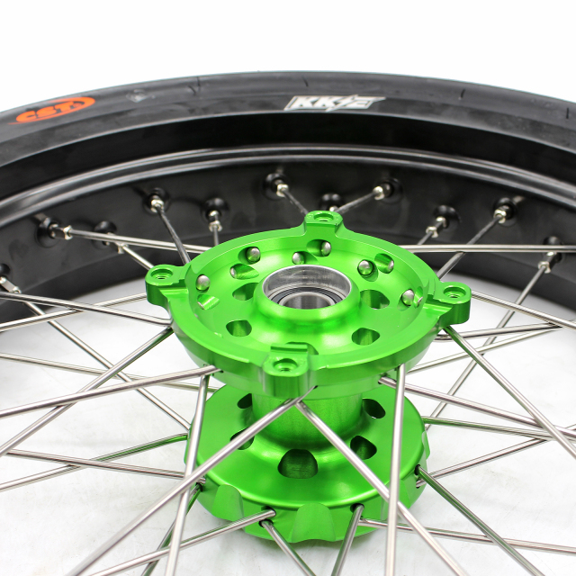 KKE 3.5/4.25 Supermoto CST Tire Wheels Set Fit KAWASAKI KX250F KX450F 2006-2023 Green 320MM Disc