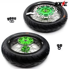 KKE 3.5/4.25 Supermoto CST Tire Wheels Set Fit KAWASAKI KX250F KX450F 2006-2023 Green 320MM Disc