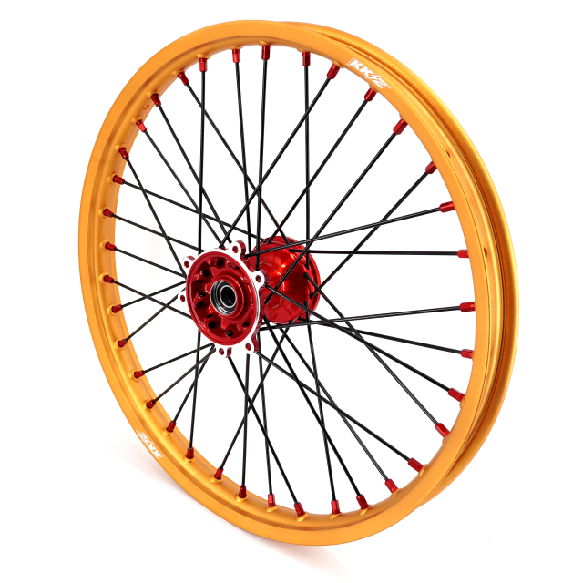 KKE 21/19 Casting Motorcycle Wheels Rims fit Honda CRF250R CRF450R 2013-2024 Red Hub Gold Rim
