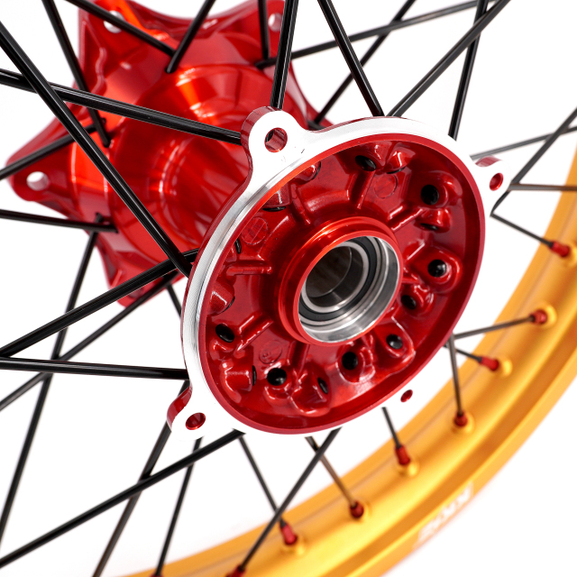 KKE 21/19 Casting Motorcycle Wheels Rims fit Honda CRF250R CRF450R 2013-2024 Red Hub Gold Rim
